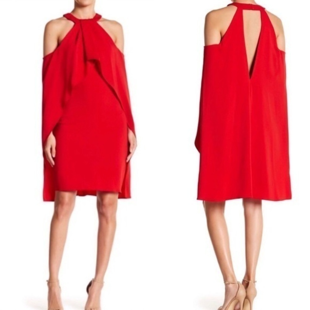 ISSUE NEW YORK MEDIUM COLD SHOULDER HALTER DRESS.